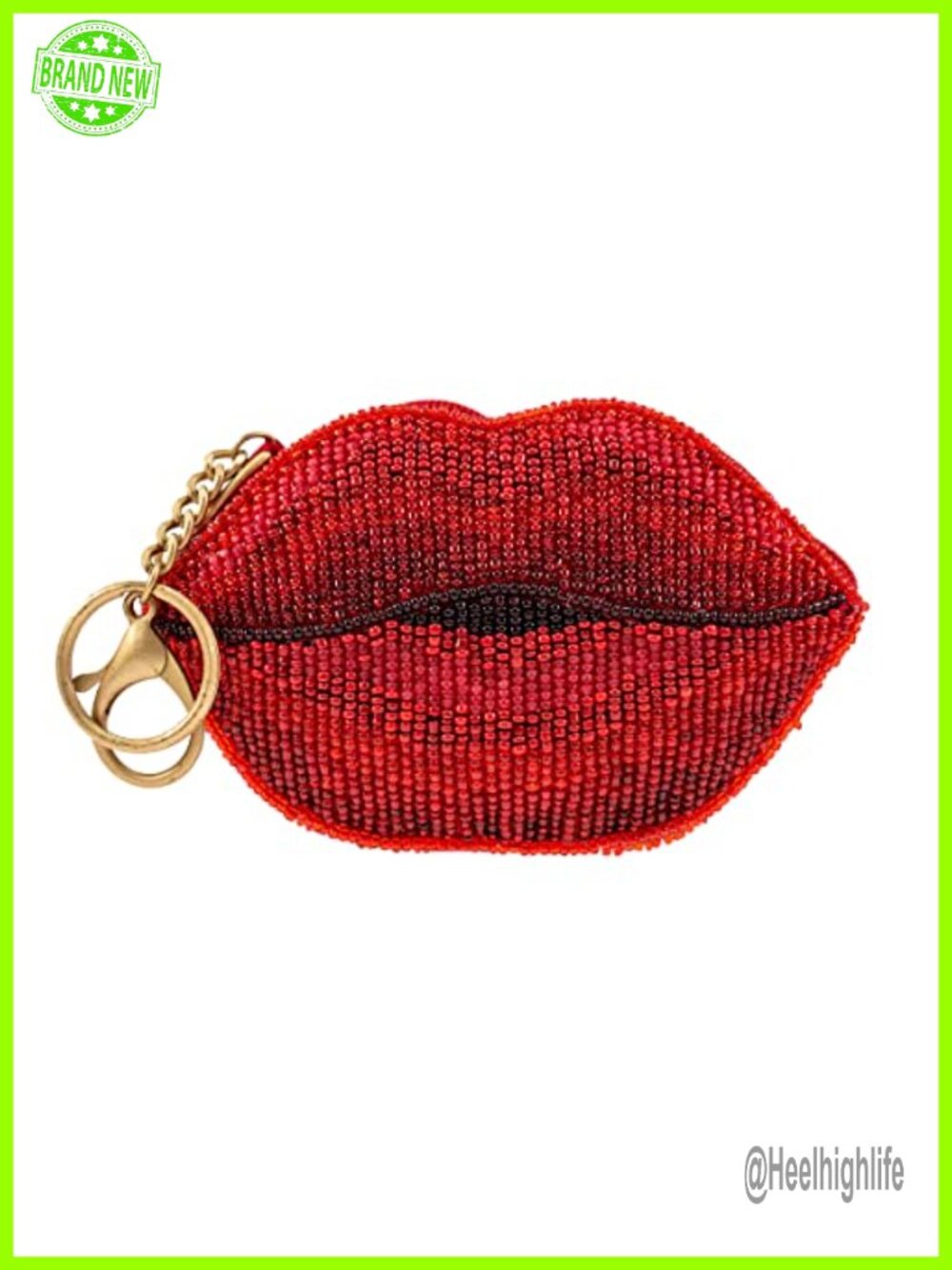 Mary Frances XOXO Beaded Coin Purse Keychain Mini Bag Charm